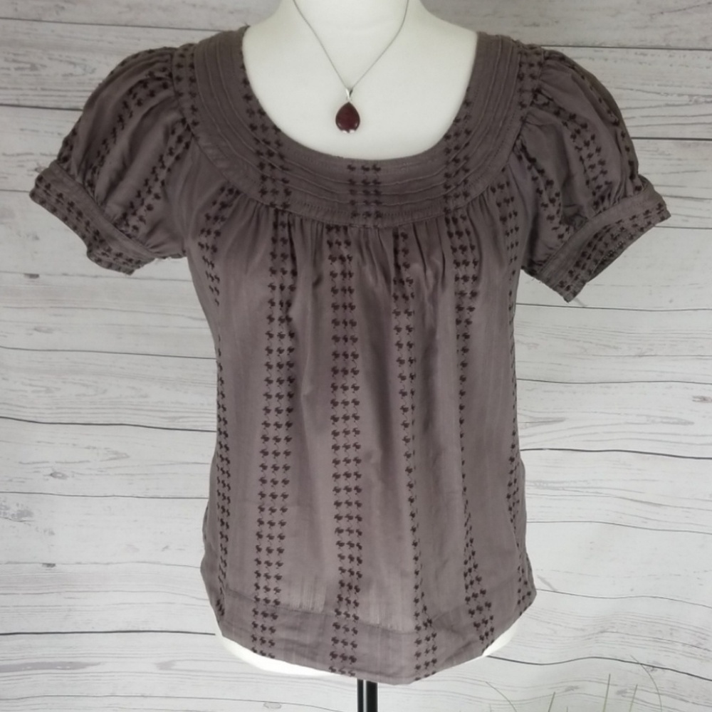 Brown sanctuary peasant top size med cotton size